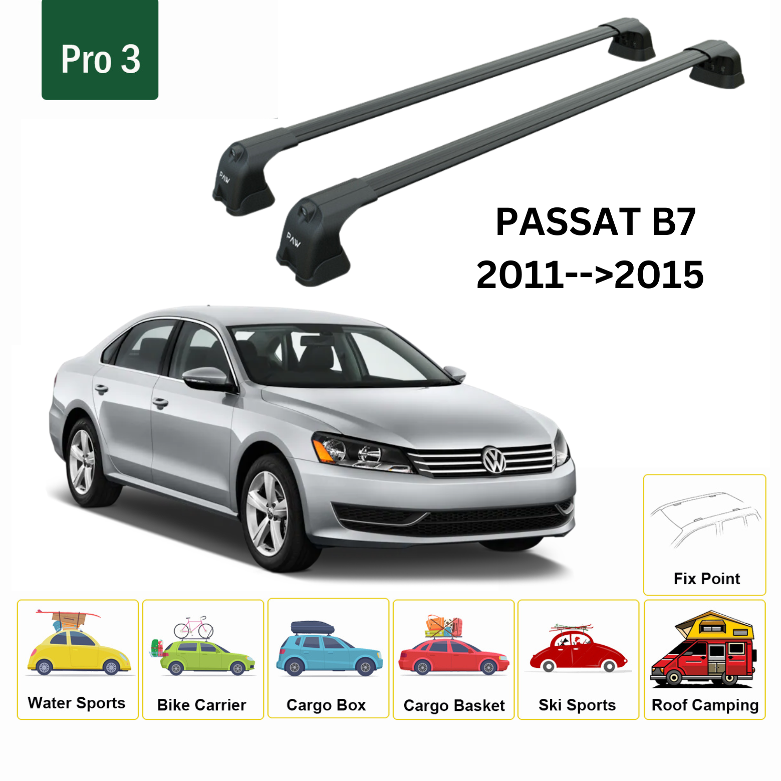 For Volkswagen Passat B7 2011-15 Roof Rack Cross Bar Normal Roof Black For Volkswagen Passat B7 2011-15 Roof Rack Cross Bar Normal Roof Black